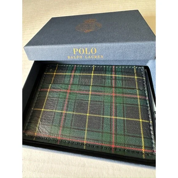 NIB POLO RALPH LAUREN Men's Card Case Crest Canvas Leather